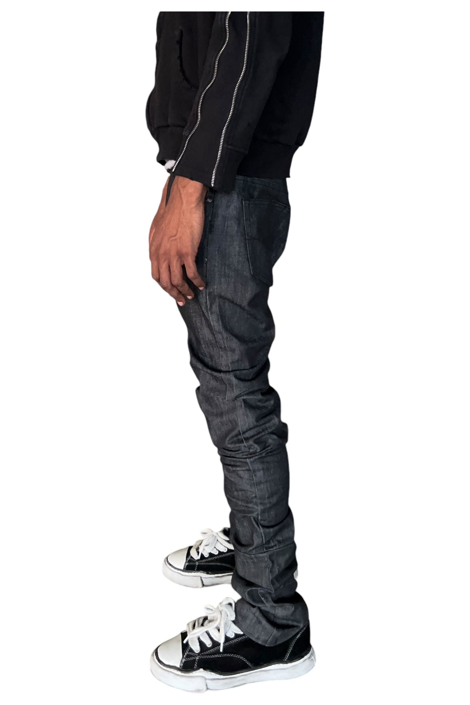 Raw Black Stacked Denim